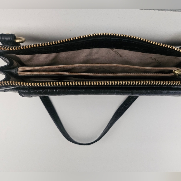 Brahmin Rory Black Crocodile Embossed Leather Clutch - Picture 3 of 6